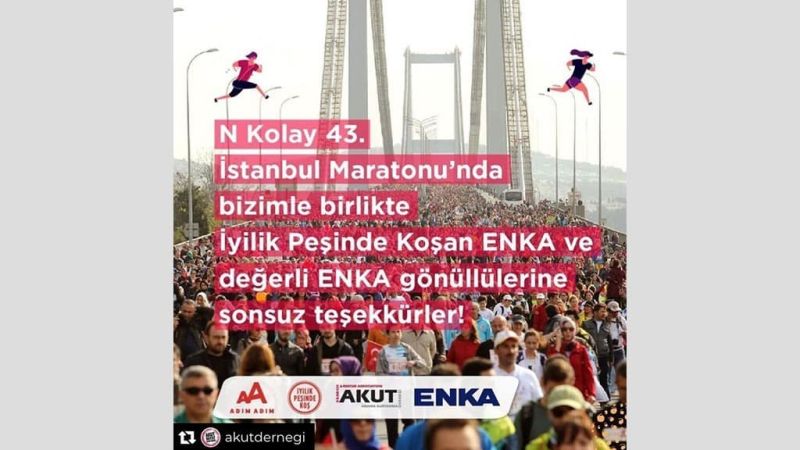 ENKA Gönüllüleri, 2021 İstanbul Maratonu Yardımseverlik Koşusu’nda AKUT’u desteklemişlerdir
