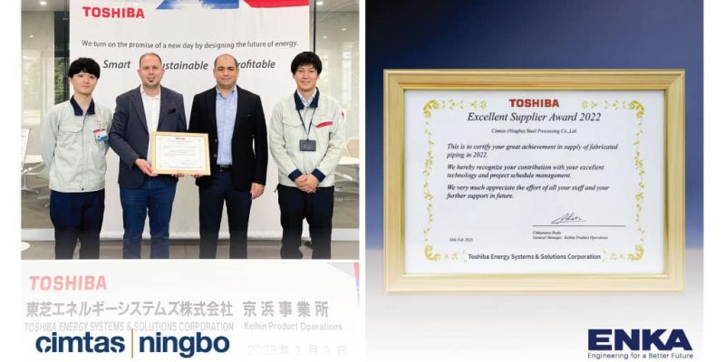 Cimtas Ningbo’nun, Toshiba Energy Systems & Solutions şirketi tarafından “Excellent Supplier Award 2022” ödülüne layık görülmüştür
